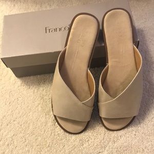 Champagne Leather Slides